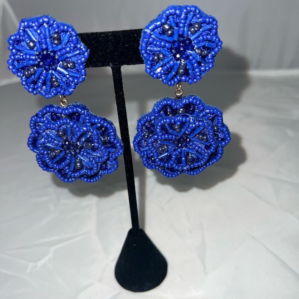 Blue Beaded post earrings